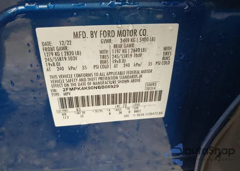 2022 Ford Edge Titanium from USA, damaged, VIN 2FMPK4K90NBB06929